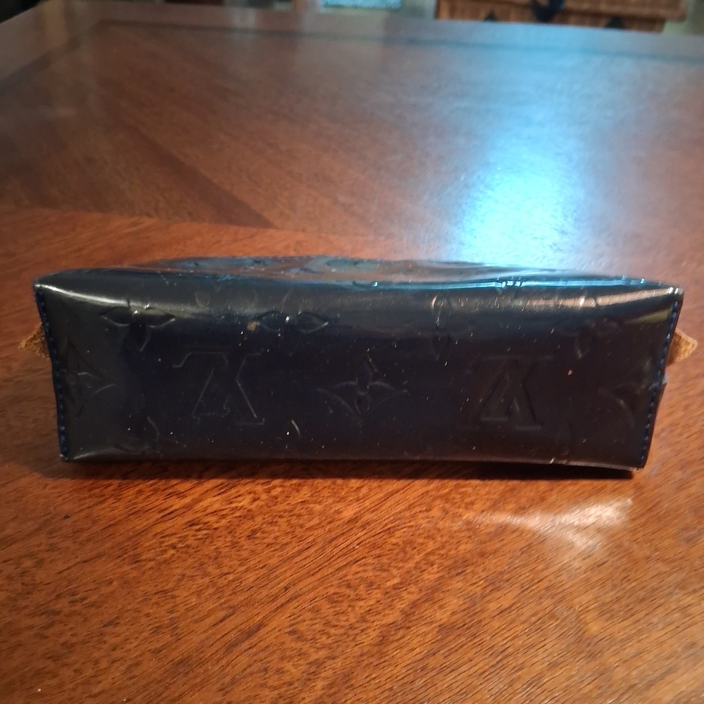 Designer Navy Blue Monogram Cosmetics Pouch - Picture 5 of 16